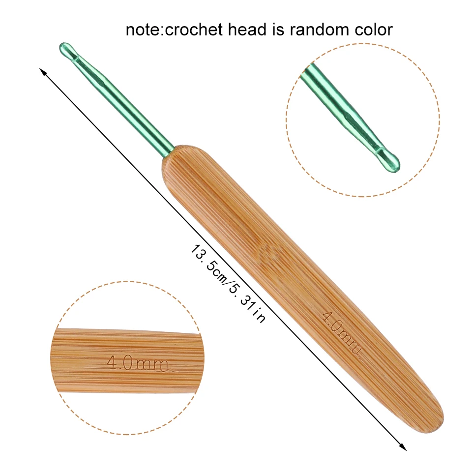 9Pcs Bamboo Crochet Hooks Set Lace Crochet Needles 2.0mm 6.0mm Knitting Needles Handle Weave Yarn Sewing Tools Crochet Set