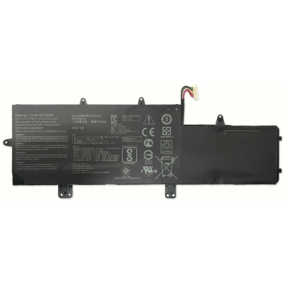 Imagem -06 - Original Genuíno C41n1804 15.4v 70wh Bateria do Portátil para Asus Zenbook Pro 14 Ux450fd Ux450fd1a Ux450fdx Ux480fd 4icp6 60 72 Novo