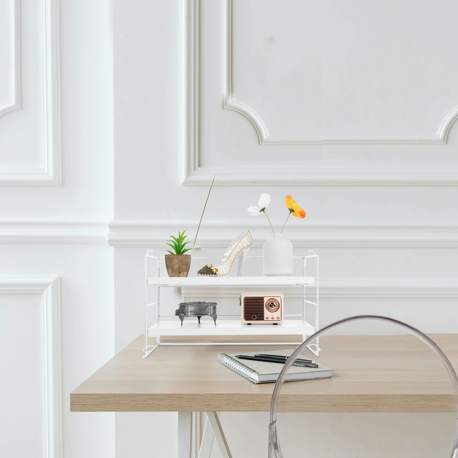 

Bookshelf Bathroom Countertop Organizer White Classic Dorm Desk Office Bookshelves