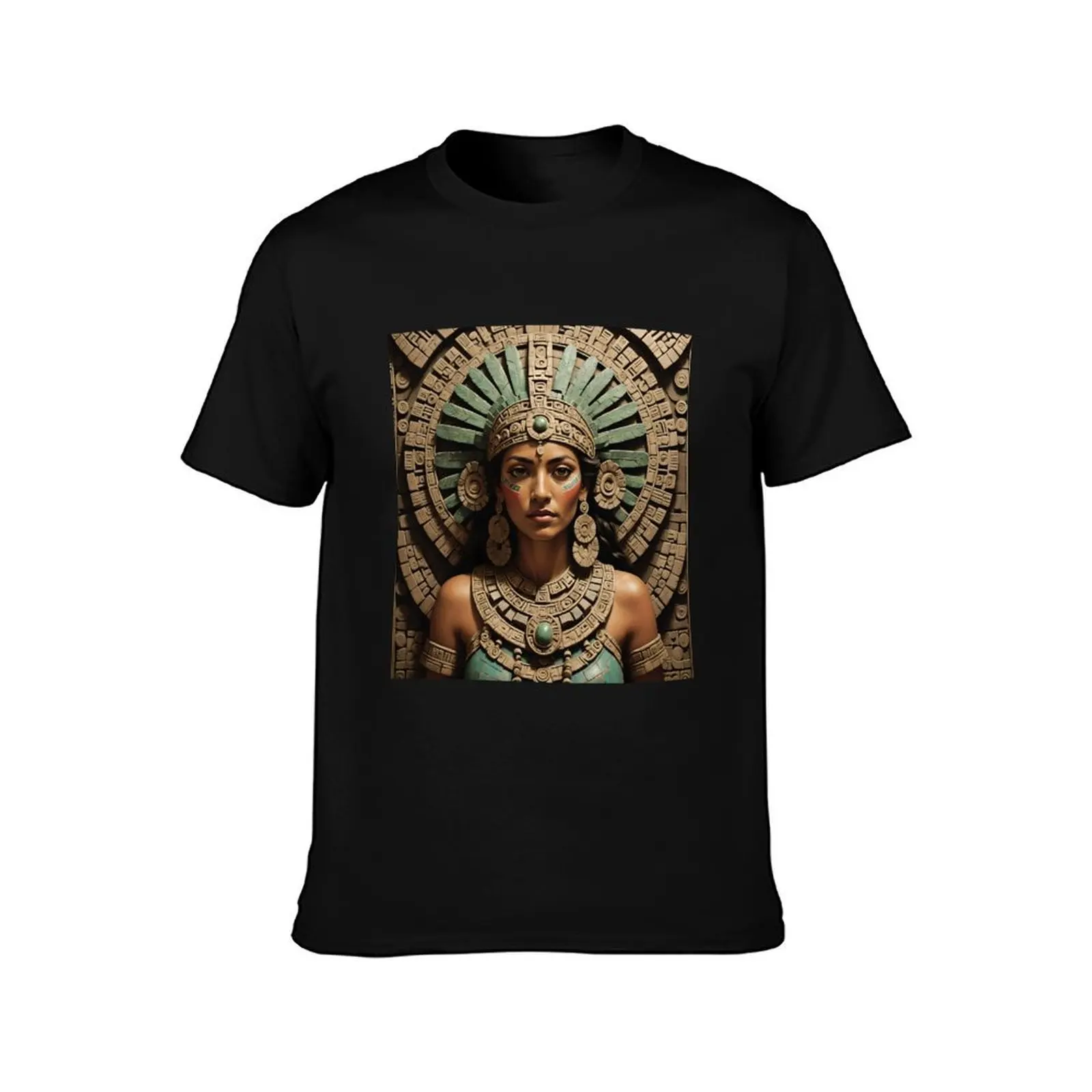 Aztec Goddess Coalicue T-Shirt, Summer Casual Cotton Tee, Oversized Streetwear Tops, Vintage Graphic Print, Unisex Men Women