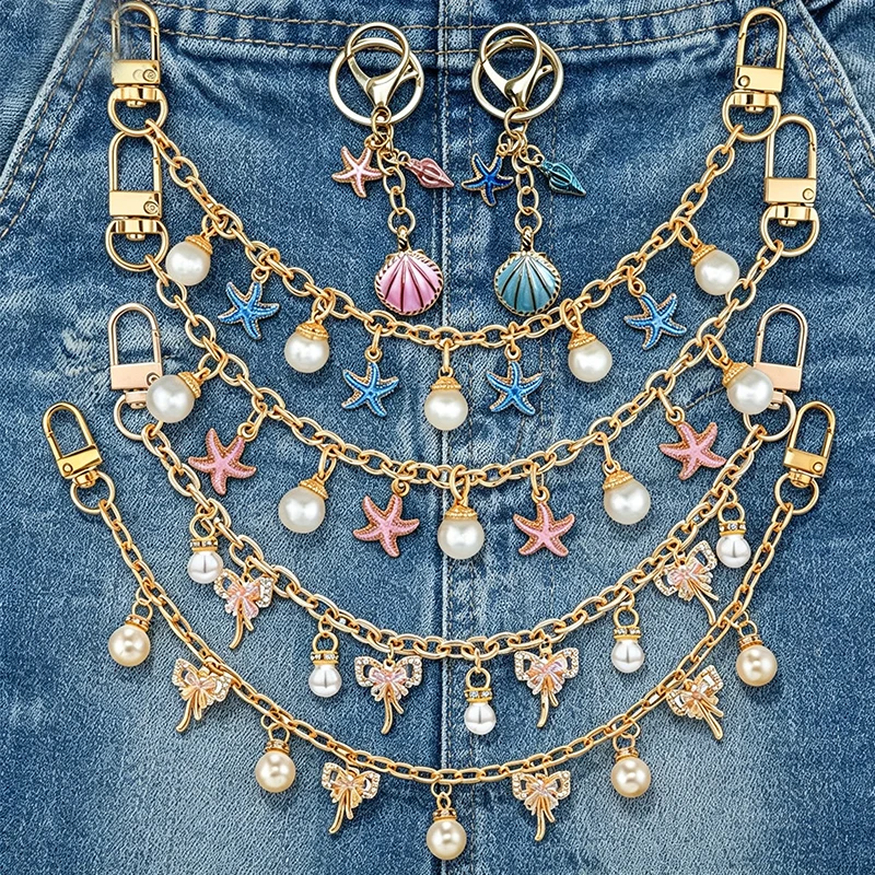 Rosa Schleifenknoten-Taschenkette, Charm-Materialien für die Taschenherstellung, Kette für Tragetaschen, Schultertaschen, Handtaschen, Goldketten, Geldbörsenanhänger