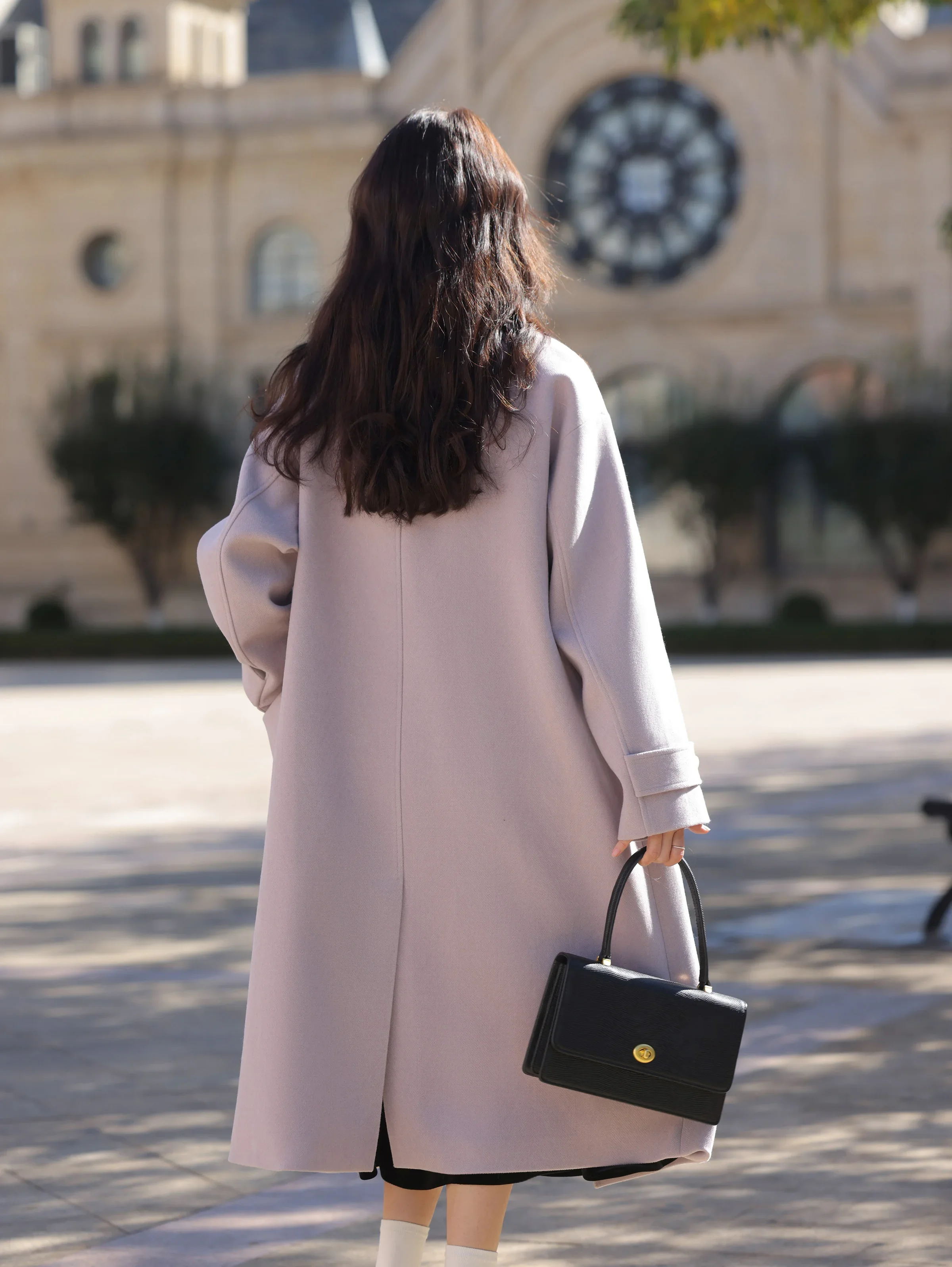 Sweet Style Heart Button Wool Coat Women Fall Winter Loose Fit Turn-Down Collar Elegant Casual High-End Long Overcoat 2025 New
