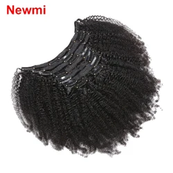 Afro Kinky Curly Clip in Hair Extensions Human Hair 12A Brazilian Virgin Hair Clip Ins 8pcs 110g/set Natural Black