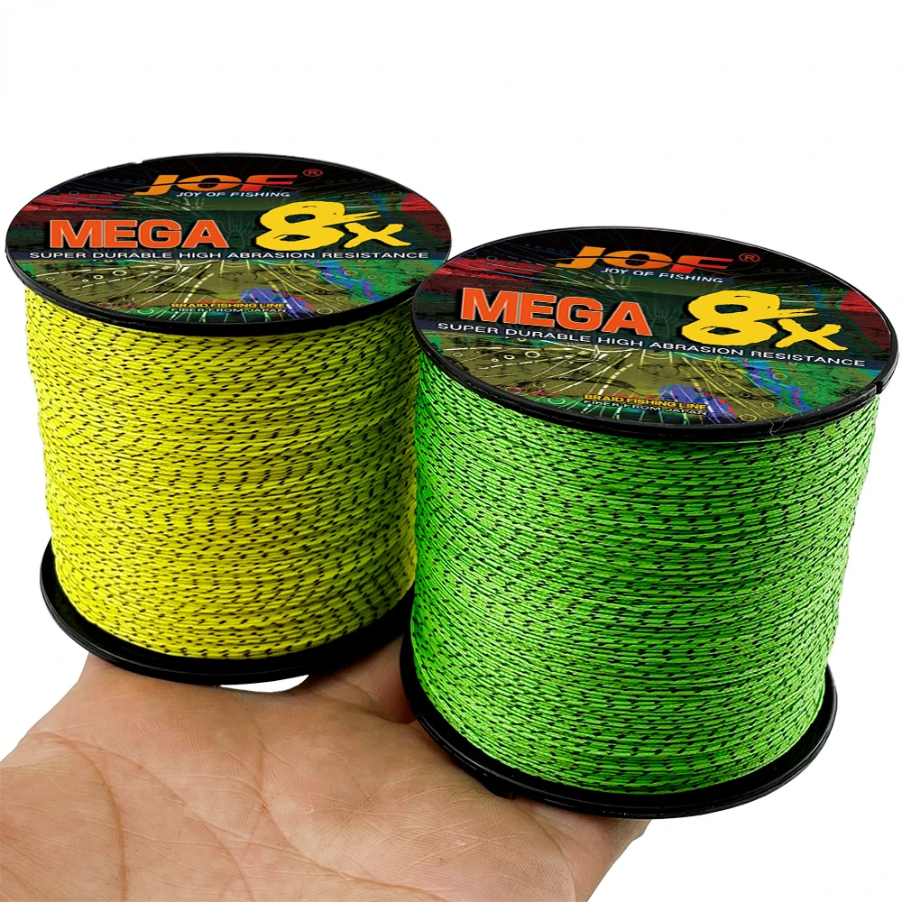 JOF 8-strands Braided Fishing Line 300-500M Multi-color PE Multifilament Wire 18/22/31/39/43/52/61/78LB Corrosion Wear-resistant