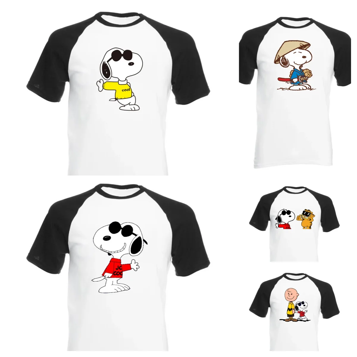 Snoopy Graphic Men's T Shirts JOE COOL Printed Funny Cotton T-Shirts Casual Short Sleeved Tops Men's and Women's Loose Clothing