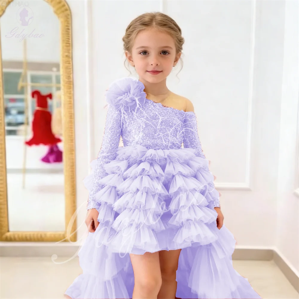 Kids Girl Party Dress With Train Children Piano Performance Pageant Flower Girl Gown  Wedding Party Celebration
