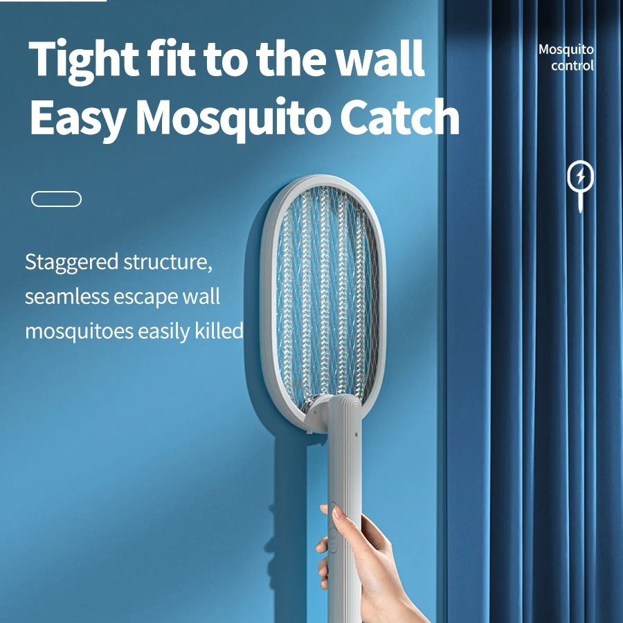 USB Rechargeable Battery Mosquito Extinguisher Foldable Electric Mosquito Killer Fly Swatter Trap With UV Light Bug Zapper 3000V