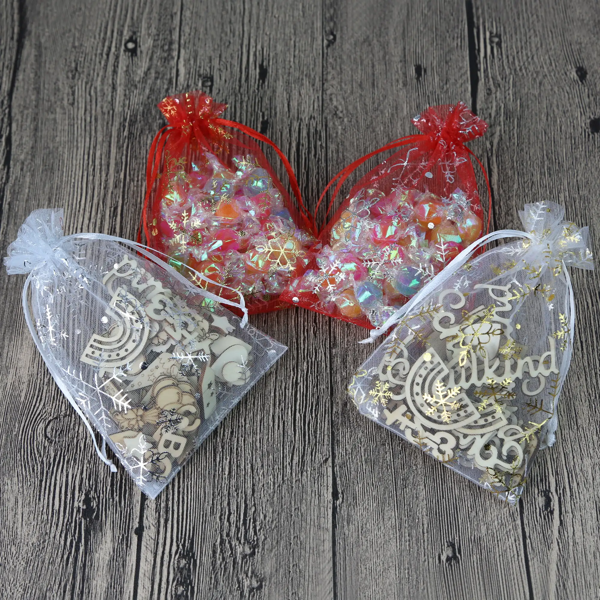 50PCS Moon Stars Drawstring Organza Bags Jewelry Gift Bags Pouches Gold Star Organza Favor Pouches for Christmas Wedding view 4