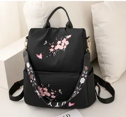 New Chinese Printing Style Women Waterproof Nylon Backpacks Fashion Large Capacity School Bag Anti Theft Travel Shoulder Bags
