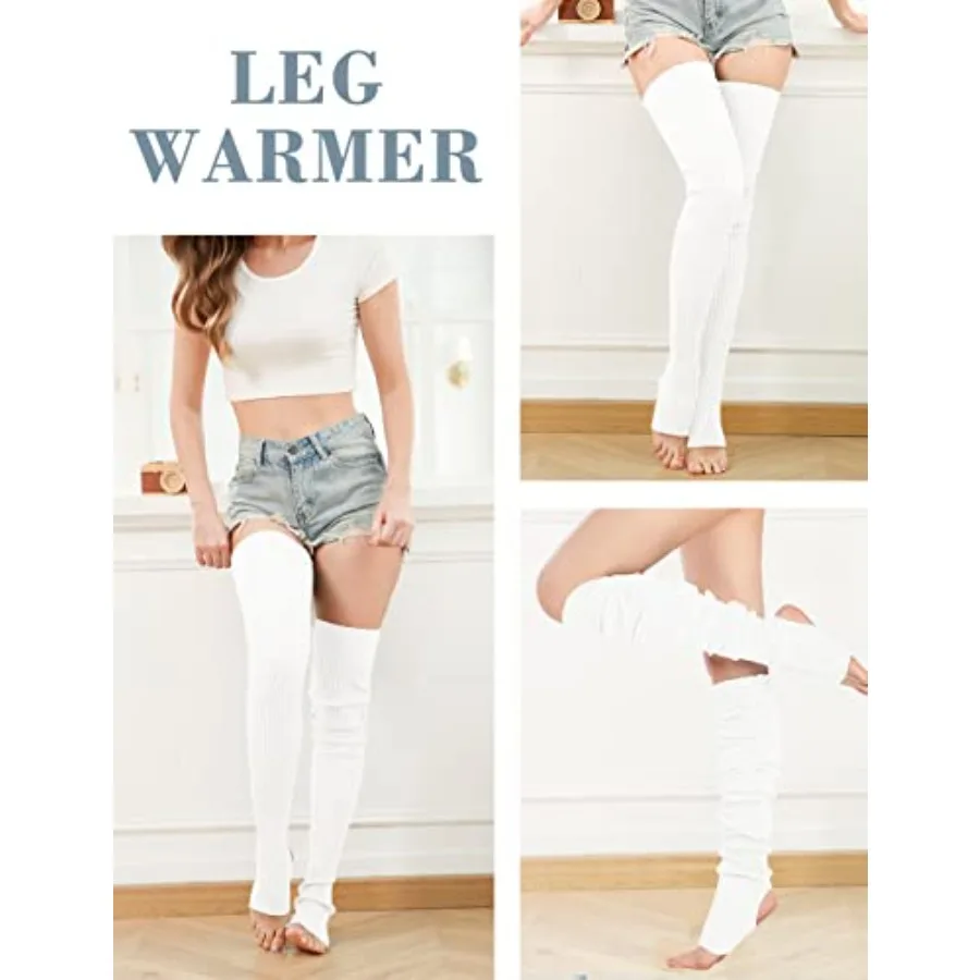 V28 Dames Meisjes Dij Hoge Neon Geribbelde Lange Jaren '80 Jaren '90 Feest Schaatsen Beenwarmers voor Dansvoorstellingen Concertoutfits en Retro