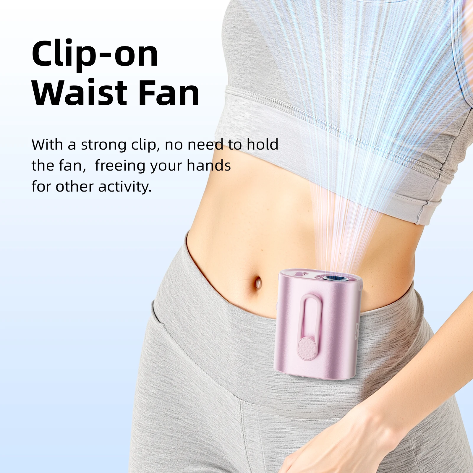 3600mAh Waist Fan with Wind Speed 11m/s, Running Time 9 Hours, 360° Adjustable 100 Levels Suitable for Outdoor Travel Stroller