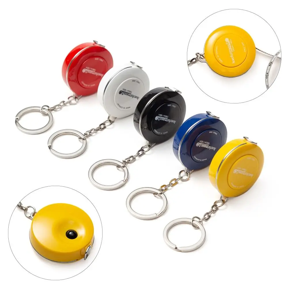 1pcs 150cm 60Inch Retractable Soft Cloth Ruler Sewing Tailor Band Mini Tape Measure Sewing Keychain Key Ring Measuring Tool
