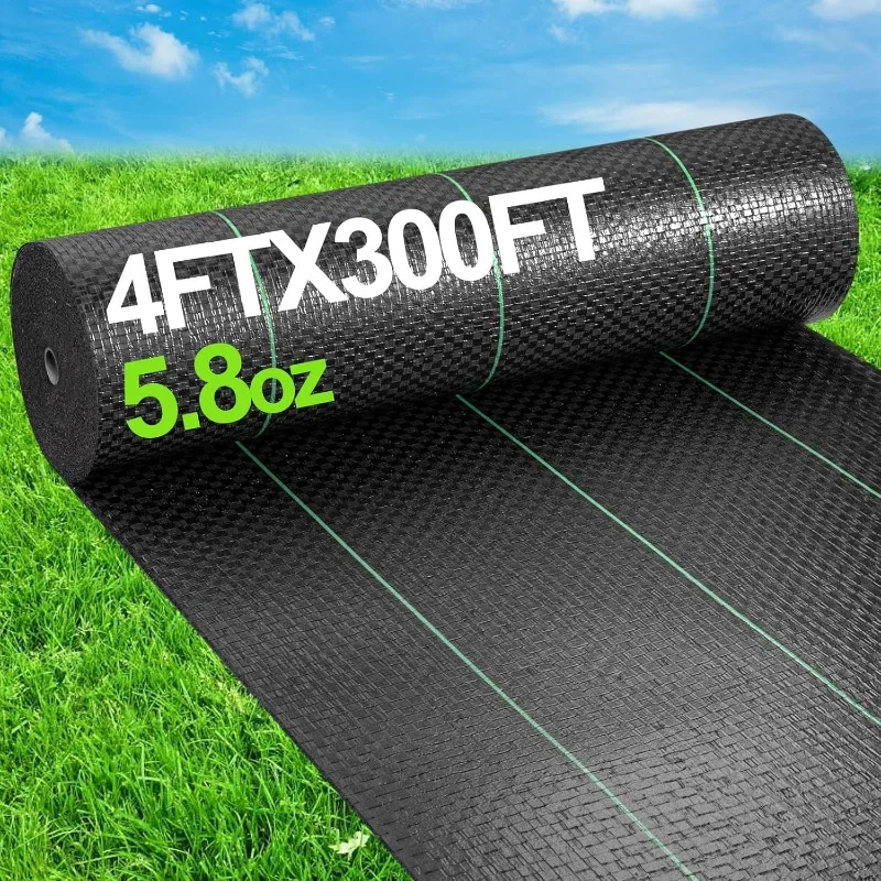 

AMAGABELI GARDEN & HOME 5.8oz 4ft x 300ft Weed Barrier Landscape Fabric Heavy Duty Ground Cover Weed Cloth Geotextile Fabric