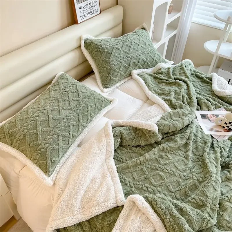 Fundas de almohada de terciopelo suave a rayas cálidas para invierno, funda de almohada de doble cara respetuosa con la piel, funda de cojín para una sola persona, 2 uds.