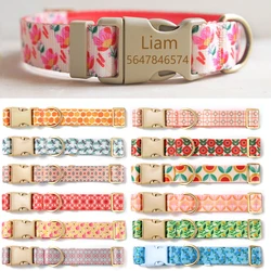 Dog Collar Personalized Adjustable Custom Engraved Dog Collar Flower Customized ID Nameplate Puppy Collars for Small Large Dogs