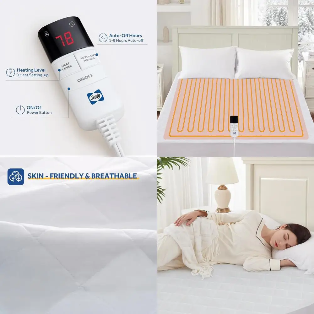 

Twin Size Heated Mattress Pad with 9 Settings and 1-9 Hour Auto-Off, Plush Quilted Bed Warmer, ETL Certified