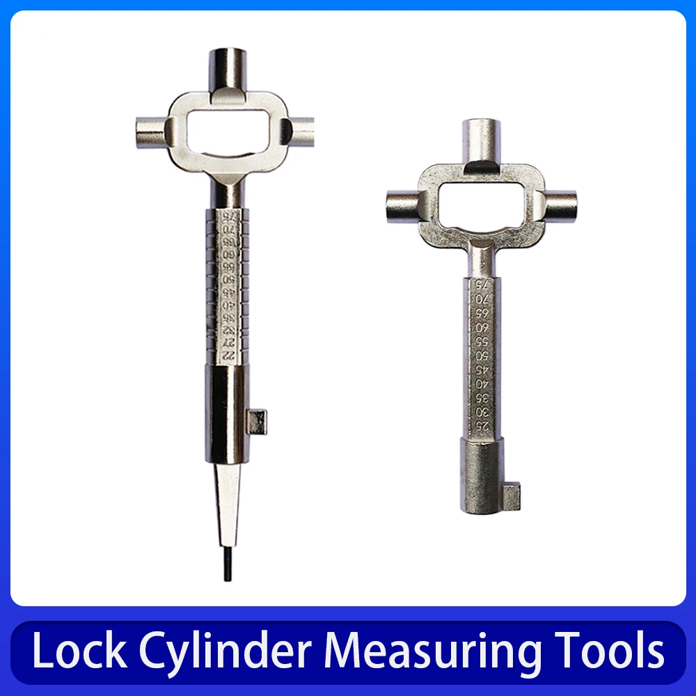 2 pcs/set 6 in 1 Lock Cylinder Measuring Tools Building Keys and Locksmith Lock Keys Construction Key Car Repair Tool