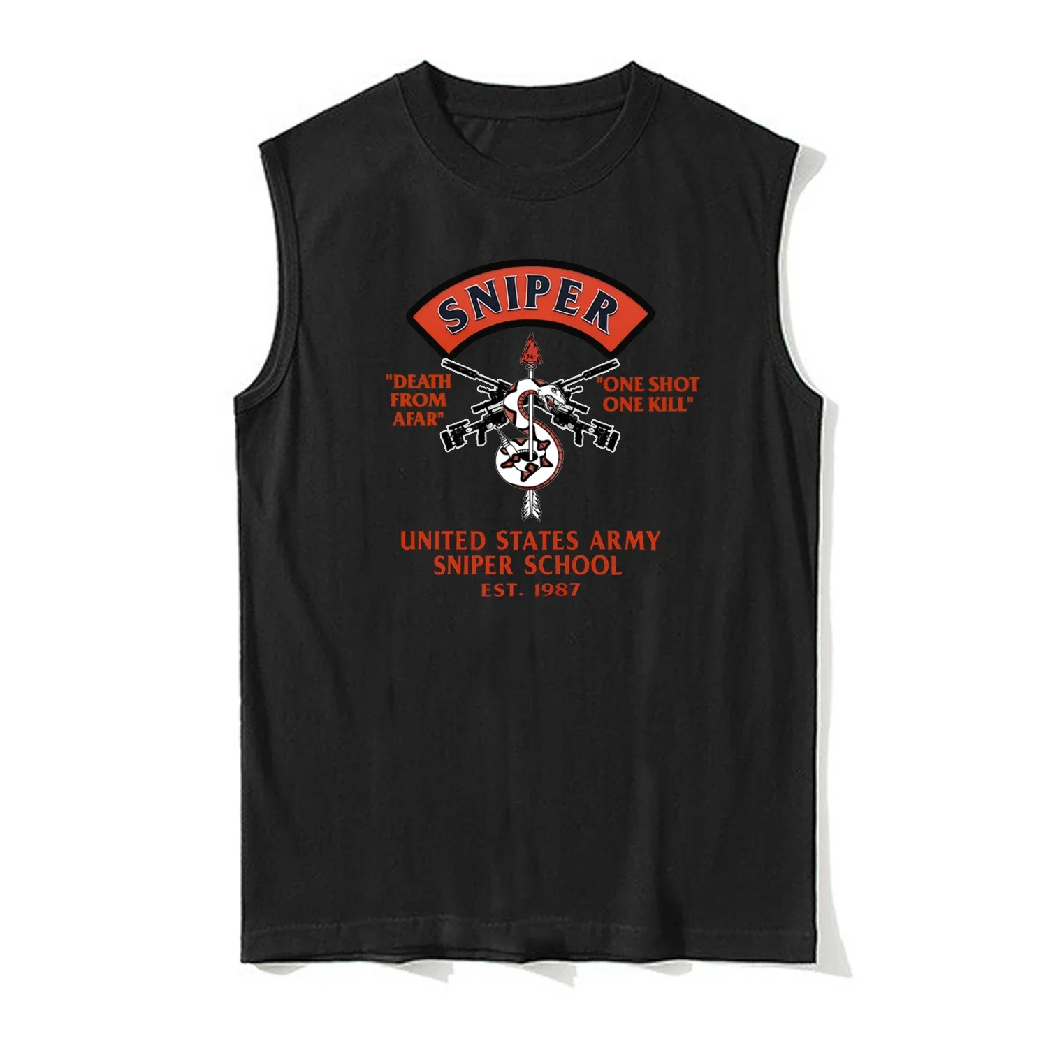 Death From Afar One Shot One Kill US Army Sniper School Vest 100% Cotton O-Neck Summer Casual Mens Tanktop Sleeveless T-shirt