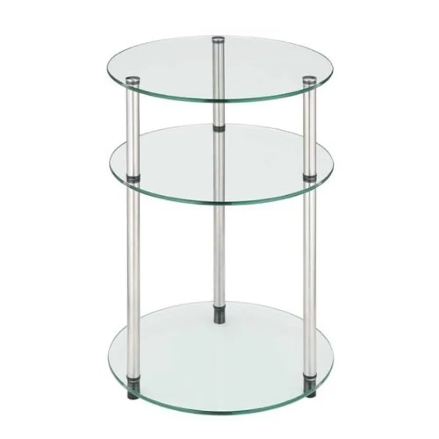 

Designs2Go Classic 3-Tier Round End Table 15.75" - Modern Contemporary Side Table with Storage Shelves for Living Room Bathroom