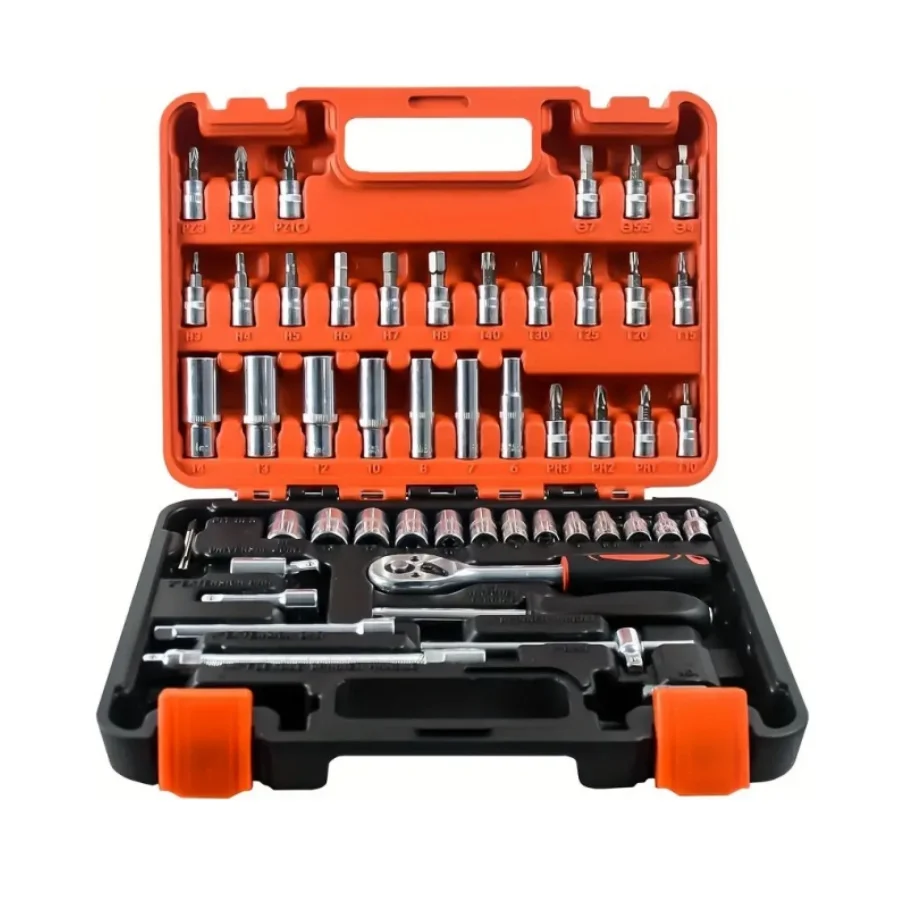 53 Pieces Socket Wrench Set Drive Socket Set tool repair, car tool box, multi-functional set Comes with Storage Case