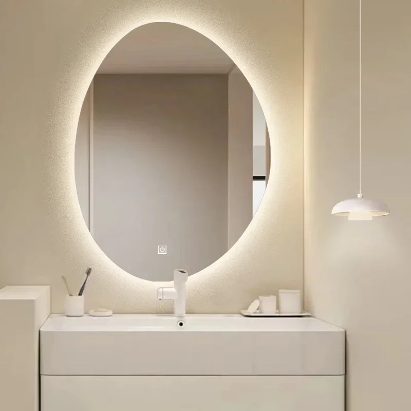 Bathroom Irregular Led Lighted Makeup Mirror Multifunction Wall Hanging Modern Funky Mirror Vanity Spiegels Home Decorations