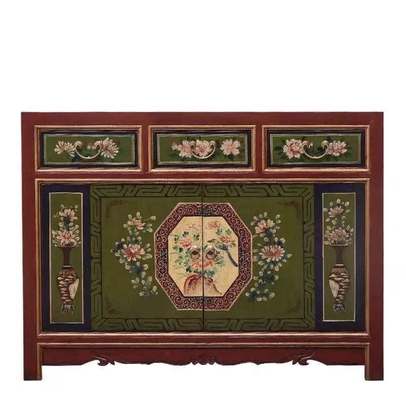 Nuovo mobile da ingresso in stile cinese Ming e Qing scarpiera classica a due ante vecchio lato da pranzo dipinto in legno massello retrò