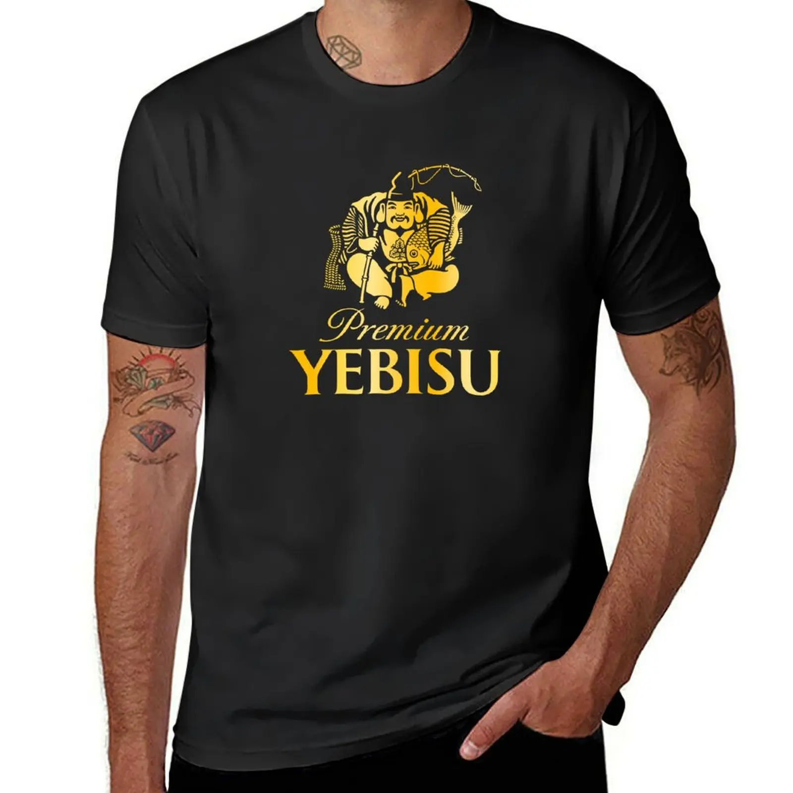 

Yebisu Premium (ヱビス) Golden Logo T-Shirt blanks quick drying mens workout shirts