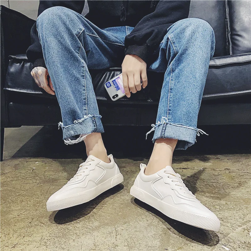 Men's Casual Fashion All-match New Street Shooting Men's White Shoes Trend Casual Sports Shoes Student Flat Shoes