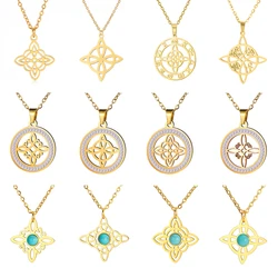 Dawapara Classic Witch Knot Necklace for Women Celtics Trinity Knot Good Luck Charm Wiccan Symbol Stainless Steel Goth Jewelry