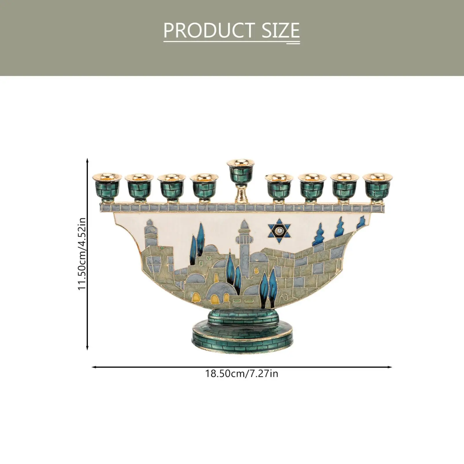 Jerusalem Menorah Hanukkah Candle Holder 9 Branch Enamel Judaica Chanukah Candelabra Star of David Home Religion Gift Decor view 6