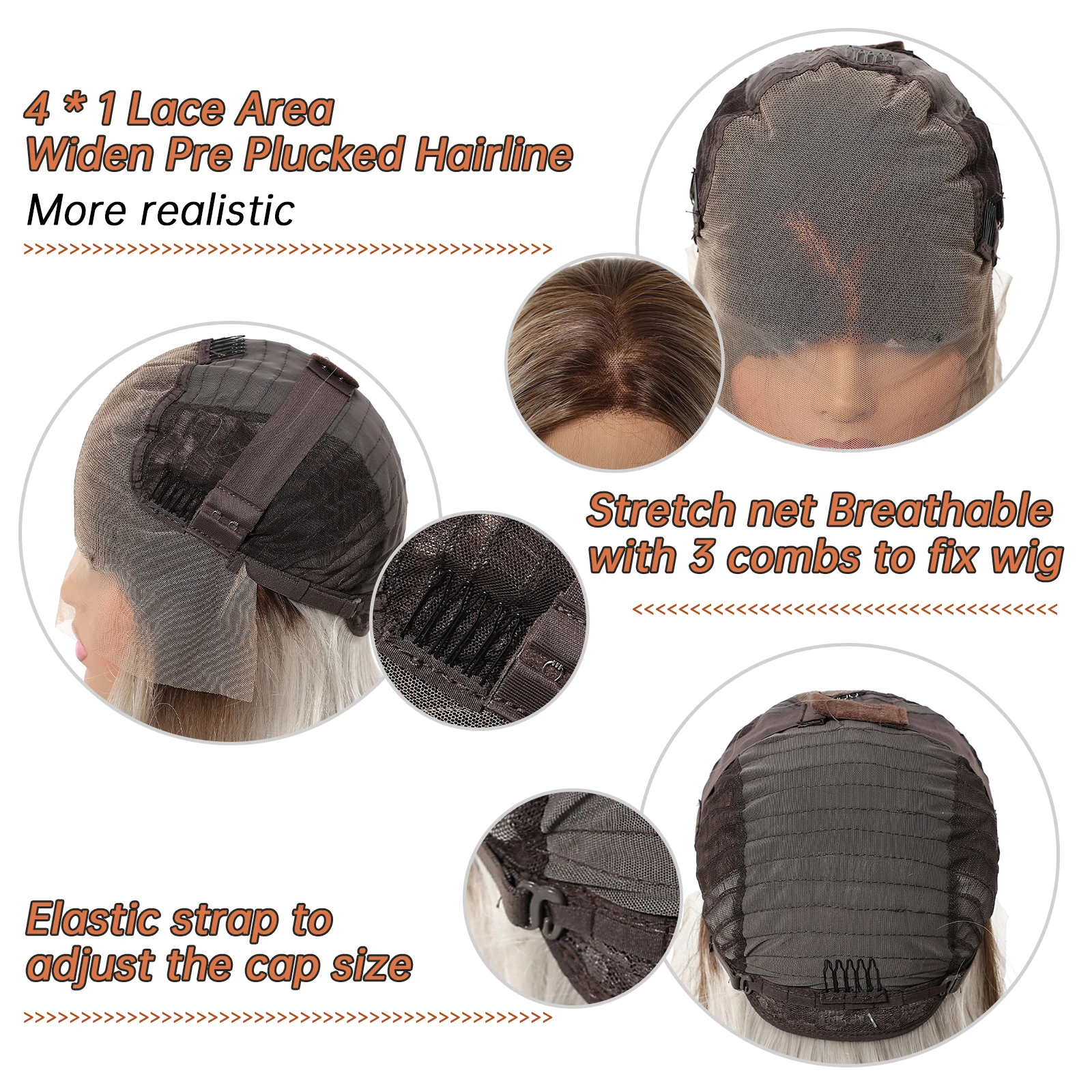 قصيرة مستقيم الدانتيل الاصطناعية خصلات الشعر المستعار أومبير البلاتين شقراء الظلام الجذر شعر مستعار مقاومة للحرارة شعر مستعار تأثيري للنساء الاستخدام اليومي