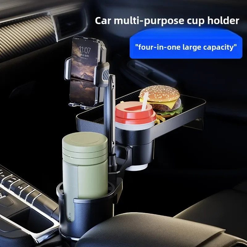 Upgraded version, car 360-degree rotating dining table tray holder, car beverage water cup holder