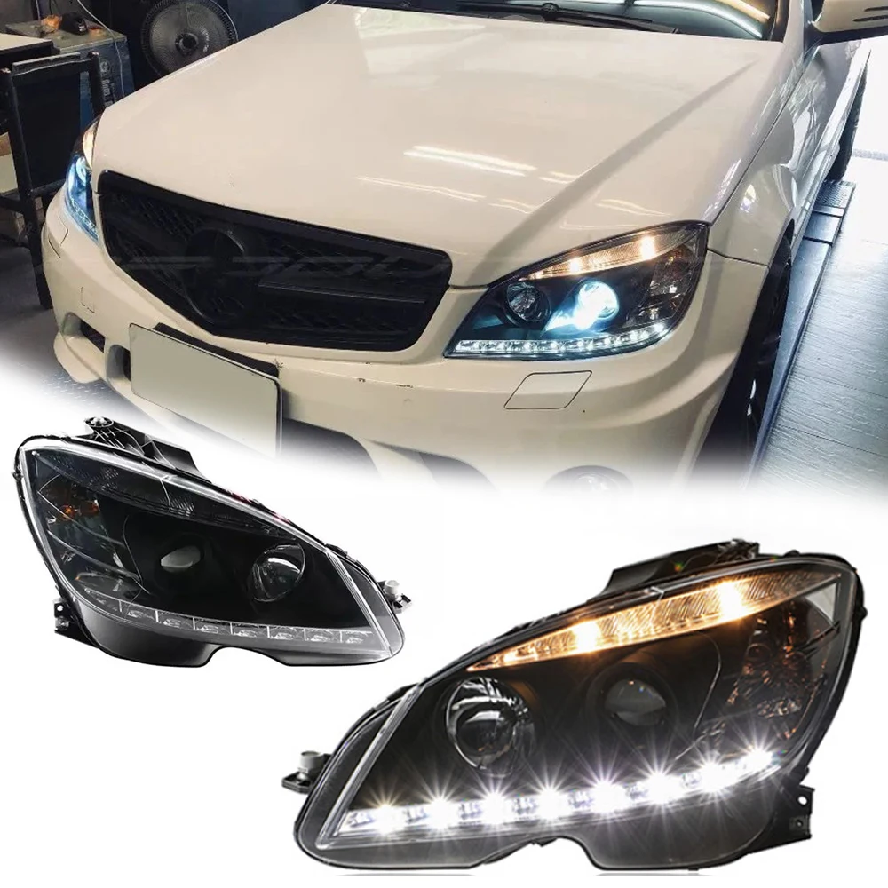 

Светодиодные фары для Mercedes W204 07-10 EMARK, новый стиль, светодиодные DRL, автомобильные фары в сборе, сигнал, автоаксессуары, модифицированная лампа