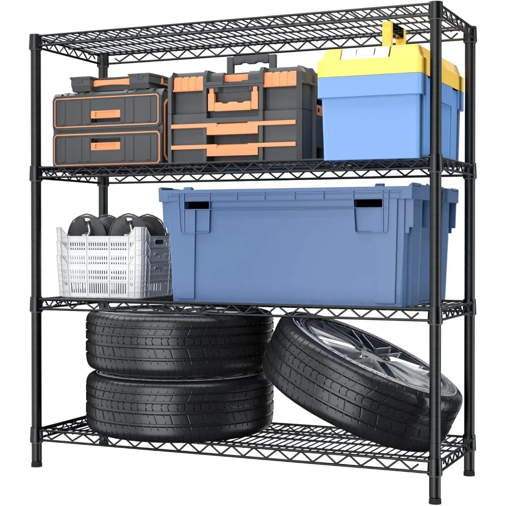 

Adjustable Storage Shelves, Heavy Duty Metal Utility Shelf 1400LBS Capacity Wire Shelving Unit Organizer Rack for Kitchen