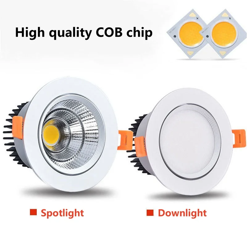 

Recessed Led Downlight COB Spot Light 5w 7w 9w 12w 15w 18w AC85-265V Dimmable Lamp Bulbs Ceiling Indoor Home Hotel