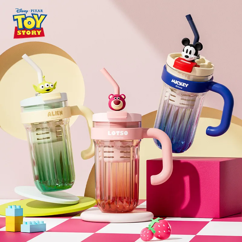 

Disney New Plastic Straw Cup - Cute, with Handle & Tea Compartment, Large Capacity, Summer Water Bottle for Women & Adults