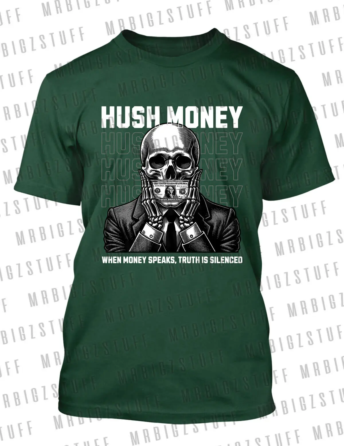 

Big and Tall Mens Hush Money Tee Shirt Pro Club Shaka RTP Hip Hop streetwear T