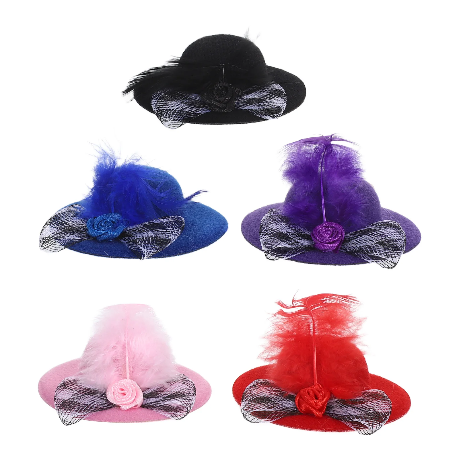 

5Pcs Mini Top Hats Small Lightweight Miniature DIY Craft Cap for Dollhouse Dress Up Hair Accessories Mini Hats
