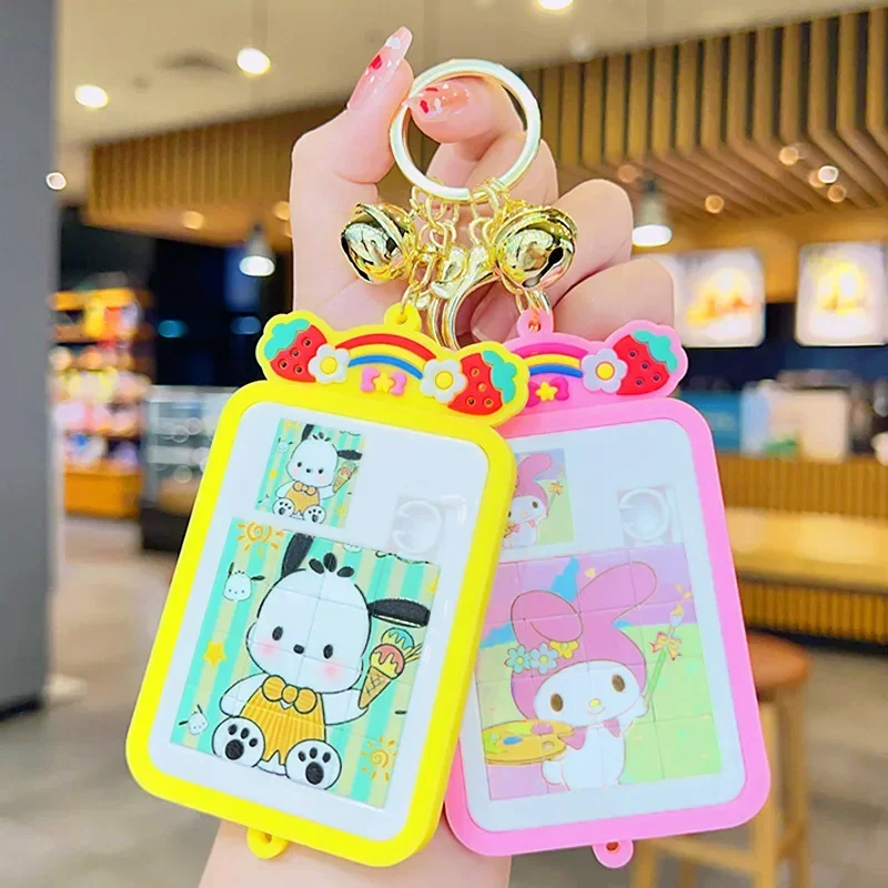 

Sanrio Pochacco Kuromi Hello Kitty Cinnamoroll Cartoon Handheld Jigsaw Puzzle Toys Keychain Pendant Creative Kids Gifts