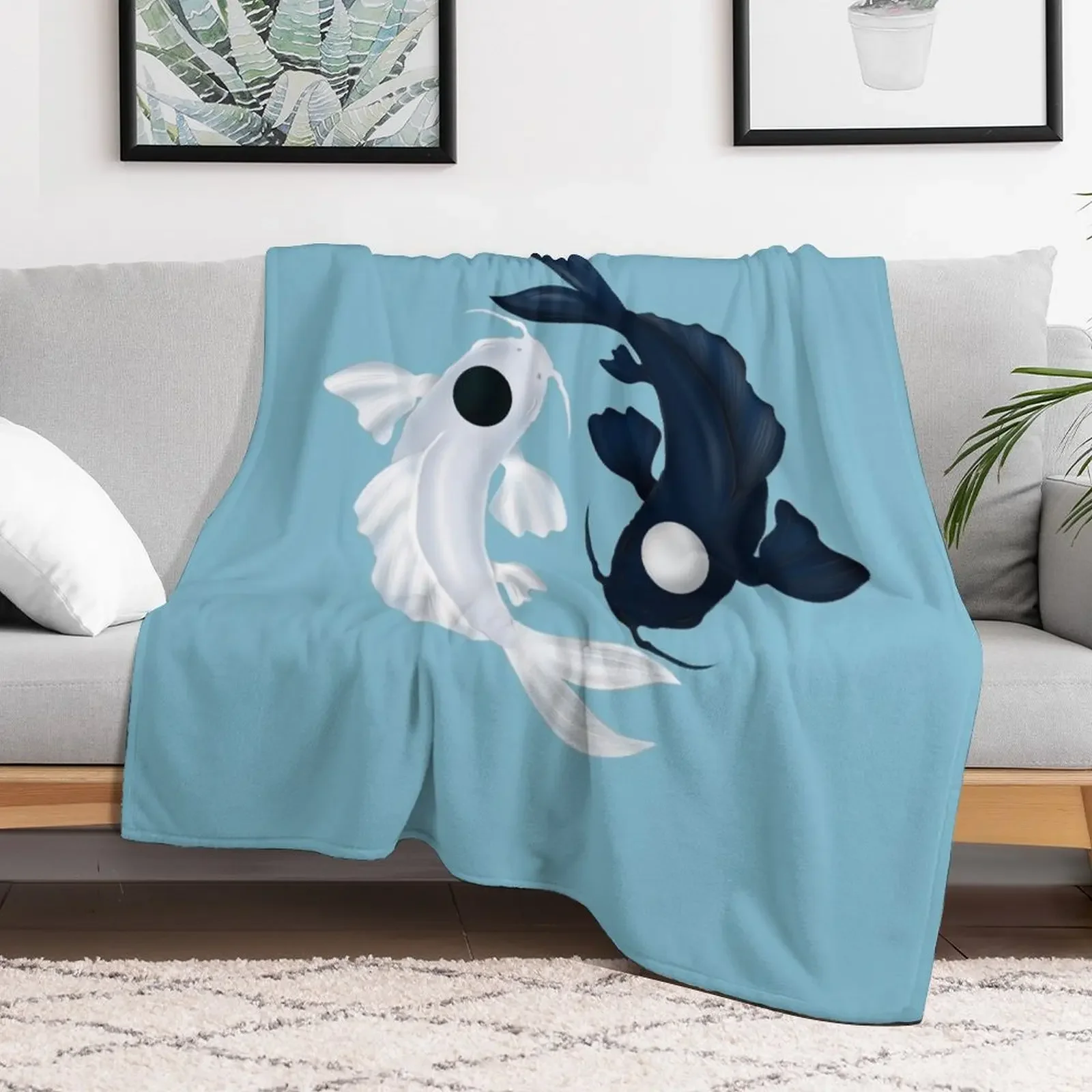 جديد توي ولا يين يانغ كوي في بطانية رمي زرقاء فضفاضة فروي خمر البطانيات الكبيرة الناعمة #2