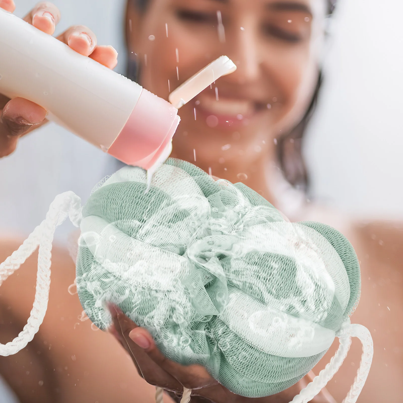 

2 pcs Shower Loofah Sponge Bath Ball Exfoliating Body Scrubber High Elastic Mesh For Smooth Skin Travel Essentials Bathroom