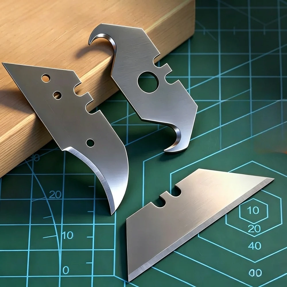 10 Cuchillas Trapezoidales Multifuncionales de Acero al Carbono, Repuesto para Herramientas de Corte, Manualidades y Bricolaje