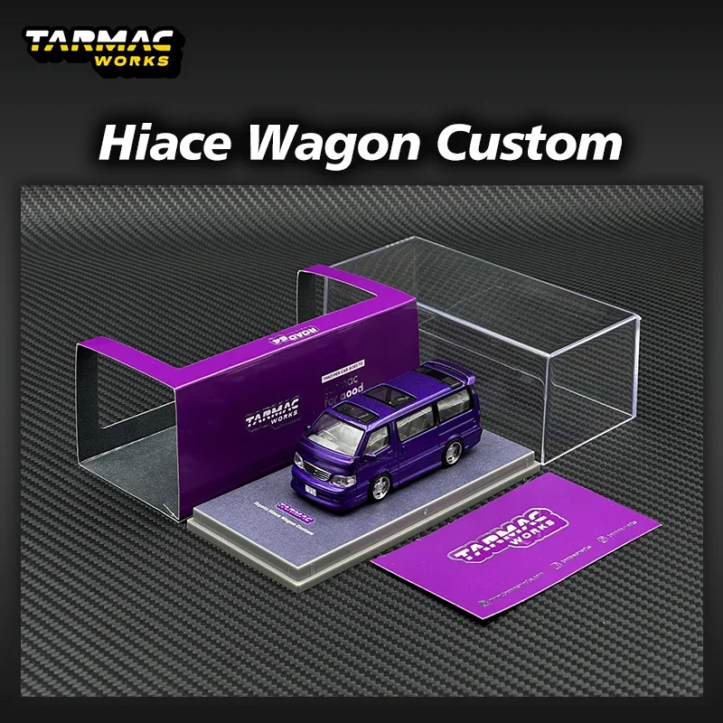 In Stock Tarmac Works 1:64 Hiace Wagon Custom Purple Diecast Diorama Car Model Collection Toys TW