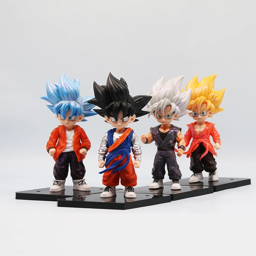 4pcs Dragon Ball Son Goku Figurine Action Figure PVC Statue Model Toys For Children Fans Birthday Gifts Home Desktop Decor Toys