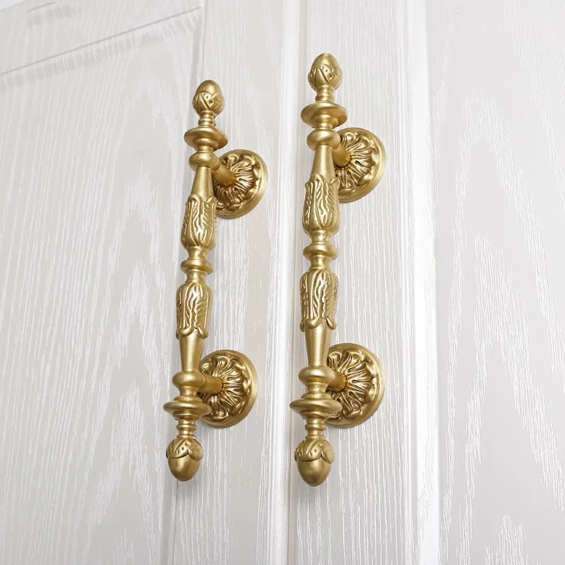French Luxury Brass Cabinet Handles Door Pulls European Kitchen Accessories Drawer Knobs Modern Furniture Cupboard Hardwares
