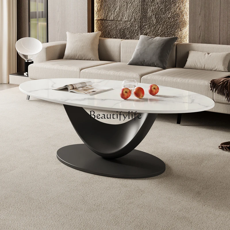 

Italian minimalist coffee table living room home high-end art light luxury oval