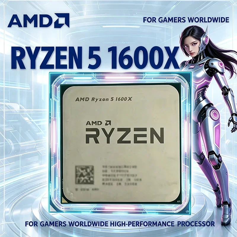 CPU AMD Ryzen 5 1600X de 3.6 GHz, Seis Núcleos y Doce Subprocesos, AMD Ryzen 5 R5 1600X 95W L3=16M YD160XBCM6IAE, Socket AM4, CPU en Caja