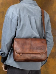 Bolsa de ombro de couro masculina, bolsa mensageiro de grande capacidade, moda casual, mochila de trabalho de alta qualidade