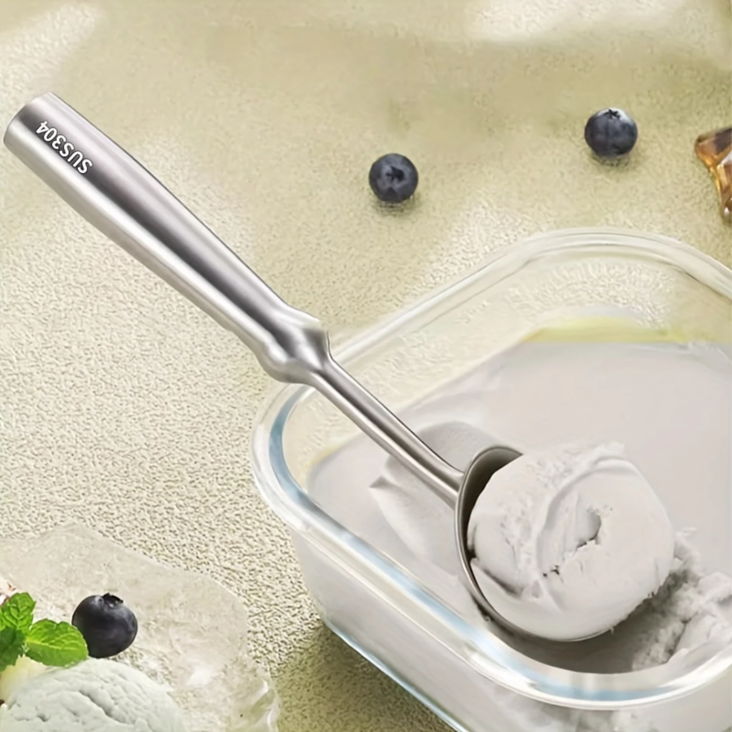 

Stainless Steel Multi-functional Ice Cream Scoop - Durable, Easy to Clean, Comfortable Grip, Perfect for Melons and Fruits, Idea