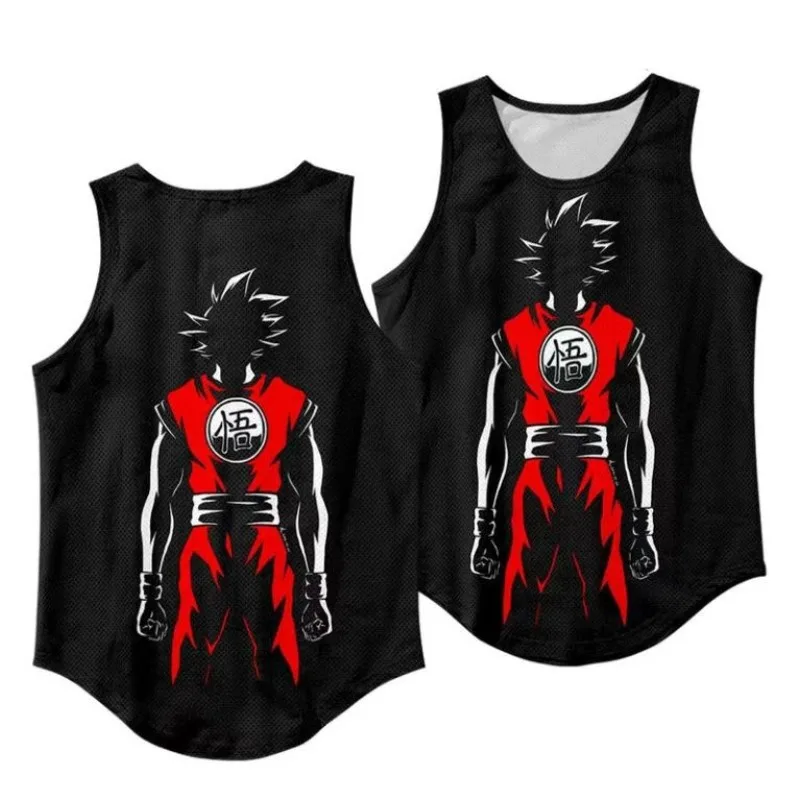 Dragon Ball culturismo camiseta sin mangas muscular de secado rápido camiseta interior sin mangas para hombre Anime Goku impresión 3D gimnasio deportes top de manga corta